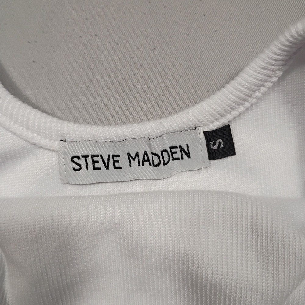 Steve Madden Bodycon Dress Womens S Underwire Bust Ribbed White Mini S3376 - Picture 3 of 7